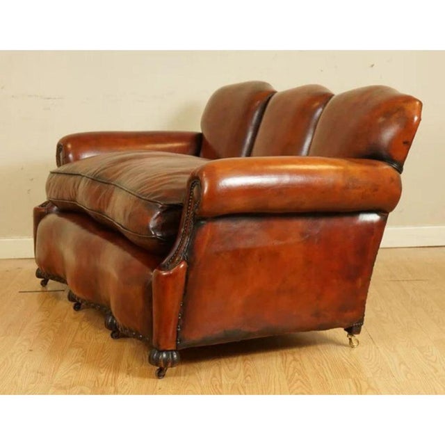 Antique Edwardian Hand Dyed Whisky Brown Sofa, 1890s For Sale - Image 11 of 13