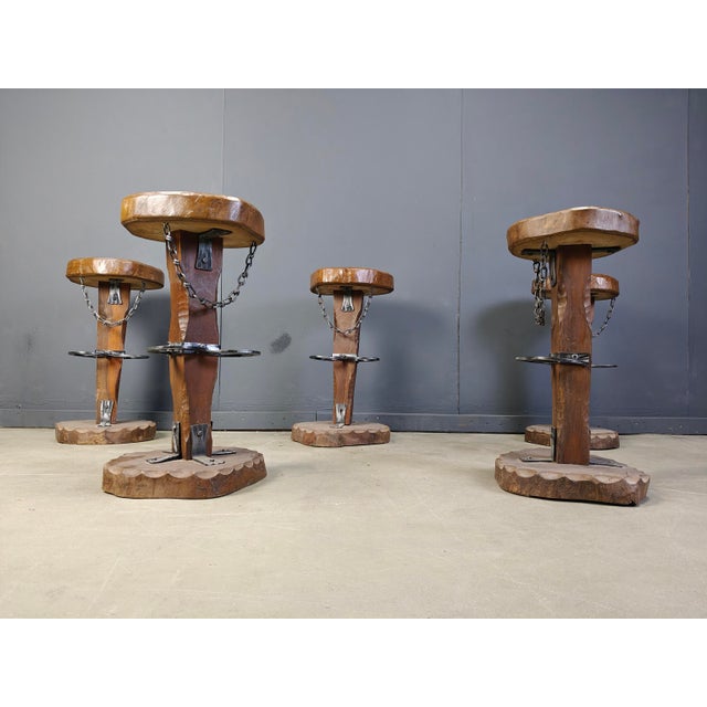1960s Vintage Brutalist Bar Stools, 1960s, Set of 5 For Sale - Image 5 of 13