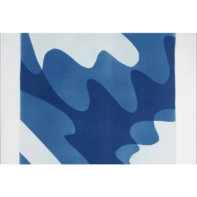 2021 "Shaky Shadows" Abstract Cyanotype on Watercolor Paper For Sale - Image 4 of 11