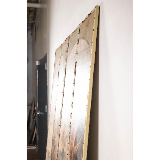 Metal Vintage Four-Panel Painted Screen Depicting Macau Harbor, 1855 For Sale - Image 7 of 17