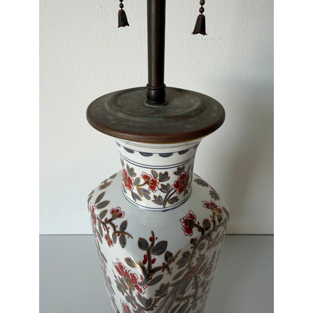 Metal 1940’s French Chinoiserie Porcelain Table Lamp For Sale - Image 7 of 11