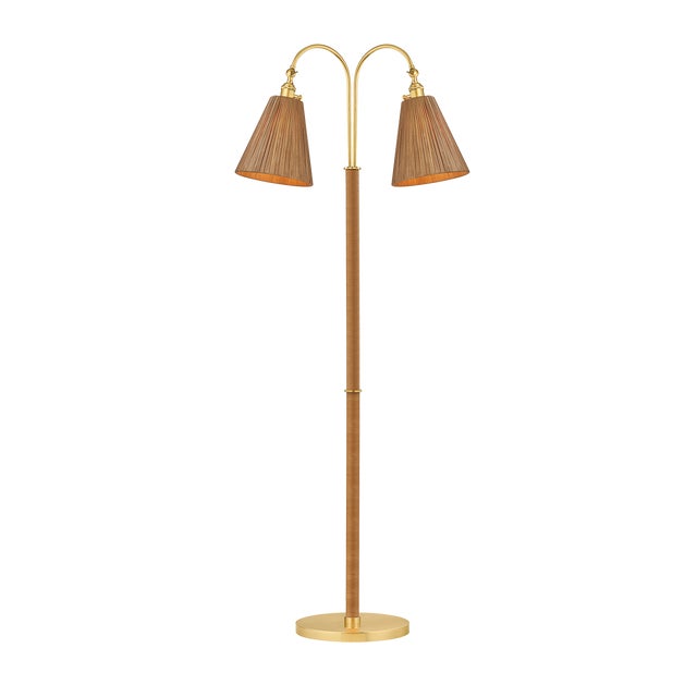 Hudson Valley Lighting Ruthin 30.25 in. 2 Light Floor Lamp in Aged Brass Finish For Sale