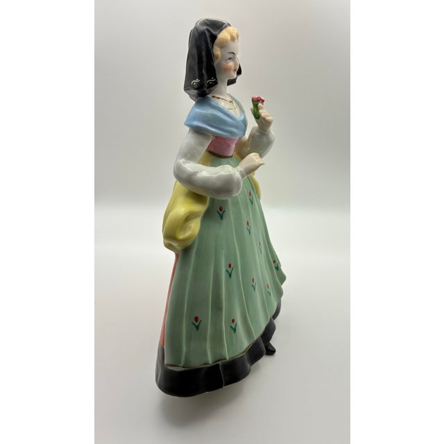 Ardalt Vintage Ardalt Lenwile Porcelain Figurine of Woman Holding Flower, Japan For Sale - Image 4 of 7