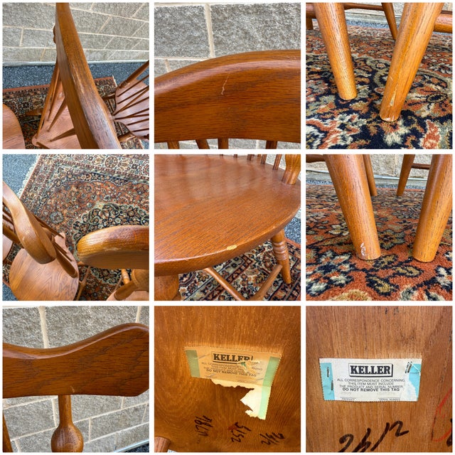 1990s Keller Furniture Traditional Solid Oak Nantucket Windsor Dining Chairs - Set of 6 For Sale - Image 15 of 16