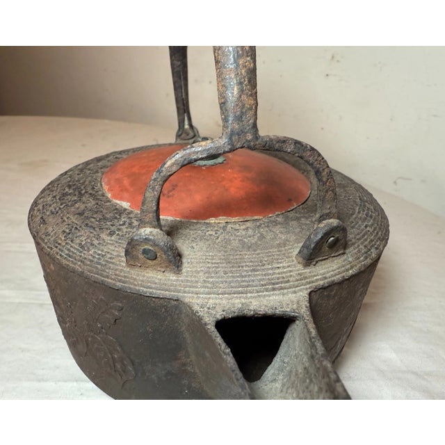 Rare Antique Early 19th Century Japanese Cast Iron Lacquer Sake Kettle Tea Pot For Sale - Image 12 of 16