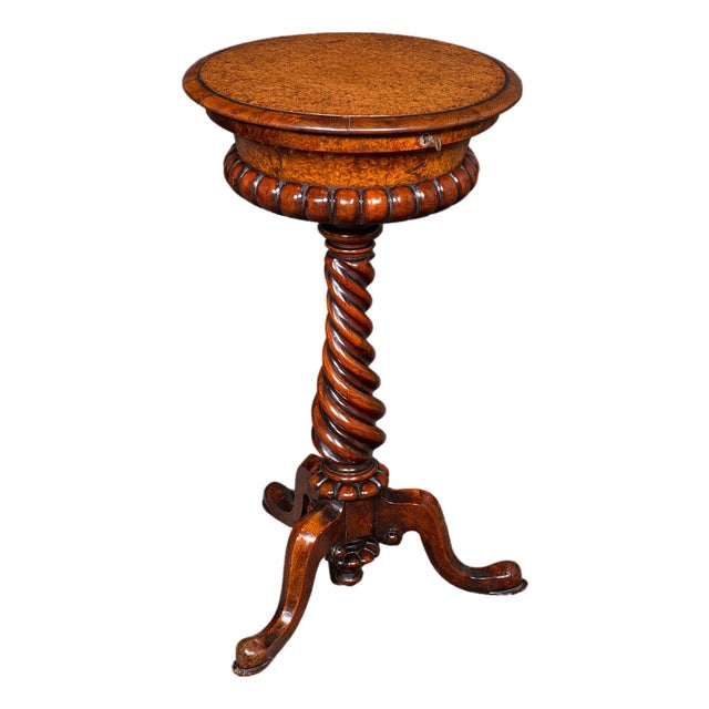 Antique Spirits Table, English, Burr Maple, Glasses Stand, Teapoy, William IV For Sale