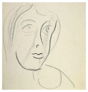 Louis Berthomme Saint-Andre, The Woman's Face, Pencil Drawing, Mid 20th Century