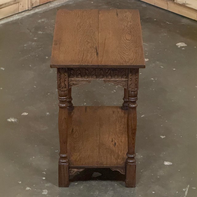 19th Century Rustic Hand Carved Oak Renaissance Revival Side Table For Sale - Image 16 of 18