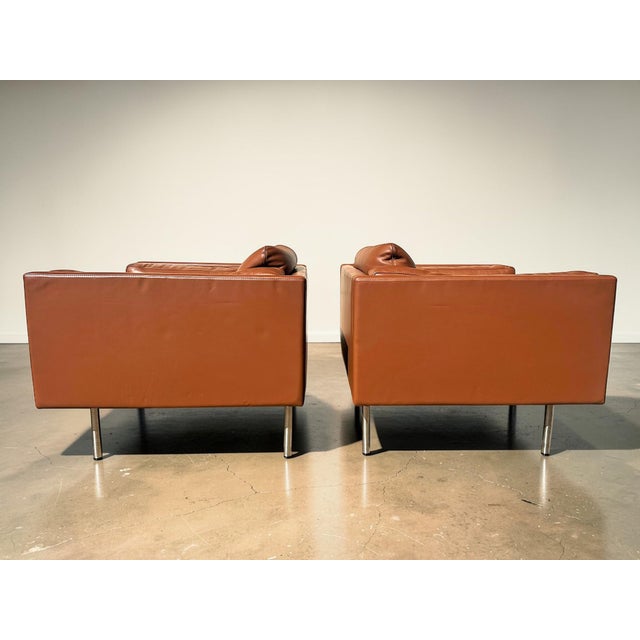 Mid-Century Modern Herman Miller Leather Bolster Club Chair For Sale - Image 3 of 12