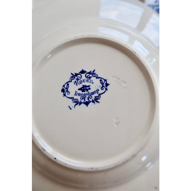Ivory 19th Century Ironstone Soup Plates with Rouen Pattern from Longchamp, Set of 6 For Sale - Image 8 of 11