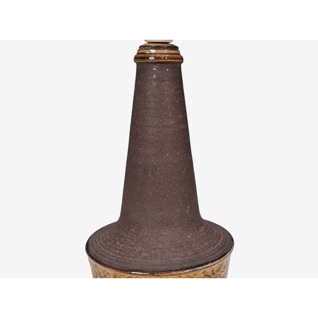 Ceramic 1960s Nils Kähler, Table Lamp, Brown Glazed Stoneware For Sale - Image 7 of 10