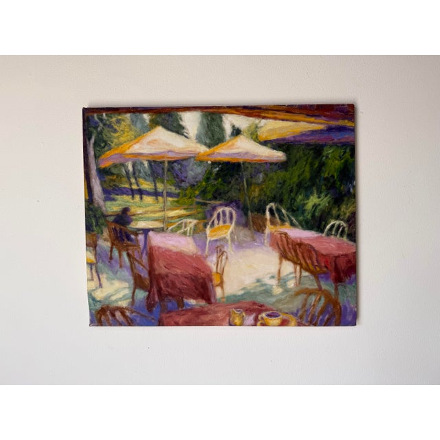 Abstract 1997 Ricardo Blaseotto “Bar Champs Elysees” Oil on Canvas Painting – Unframed For Sale - Image 3 of 12