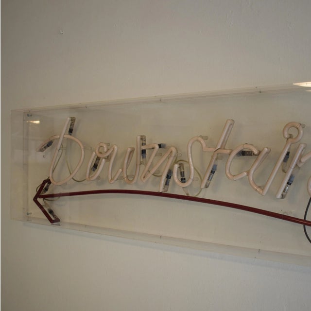 Large Neon Downstairs Sign, 1980s For Sale - Image 4 of 15