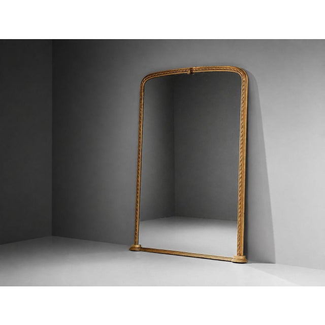 Regency Style, Monumental Over the Mantel or Floor Standing Archtop Mirror, Giltwood, Mirror, France, 19th c. This...