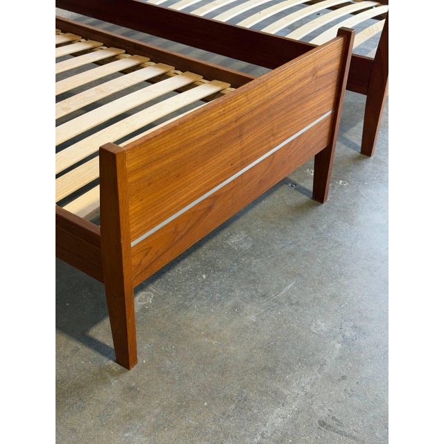 Brown Teak Twin Beds Set of 2 Danish Mid-Century Modern 1960s For Sale - Image 8 of 11