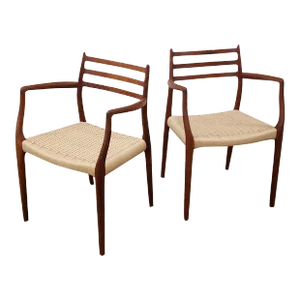 Vintage Teak Model 56 Captains Chair by Niels Moller - a Pair