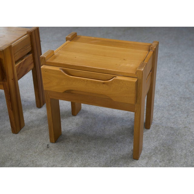 Wood Elm Bedside Tables from Maison Regain, 1970s, Set of 2 For Sale - Image 7 of 11