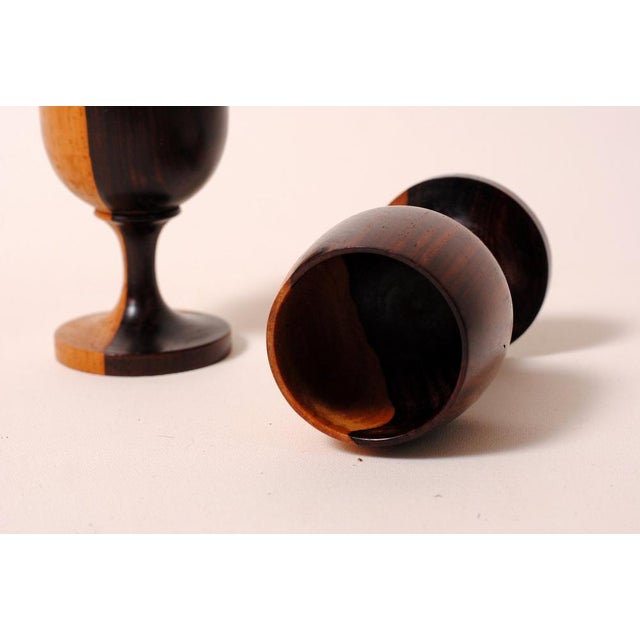 1960s Carved Olive Wood Wine Glasses, 1960s, Set of 3 For Sale - Image 5 of 7