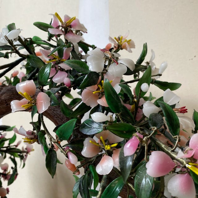 Absolutely beautiful oversized Japanese tree with quintessential curvature. Resting in a ceramic pot. And in good condition