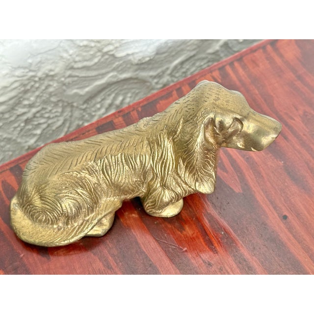 Brass Vintage Solid Brass Sitting Spaniel Dog Figurine For Sale - Image 8 of 10