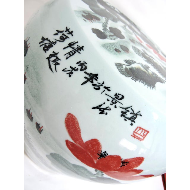 Vintage Fish Lotus Flower Chinese Ceramic Drum Seat Or Garden Stool Side Table Pedestal Chairish