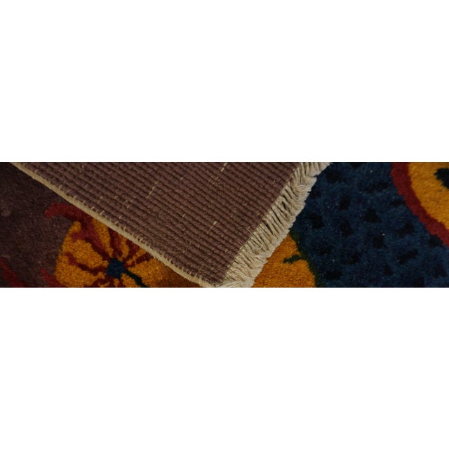 Textile Fabulous Yellow Background and Purple Mauve Color Border With Animalistic Design Antique Chinese Art Deco Rug For Sale - Image 7 of 7