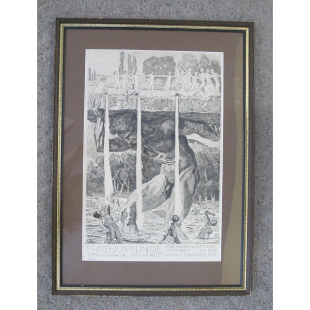 1912 Max Klinger Black & White Lithograph Poster German Ehrenurkunde For Sale - Image 9 of 9