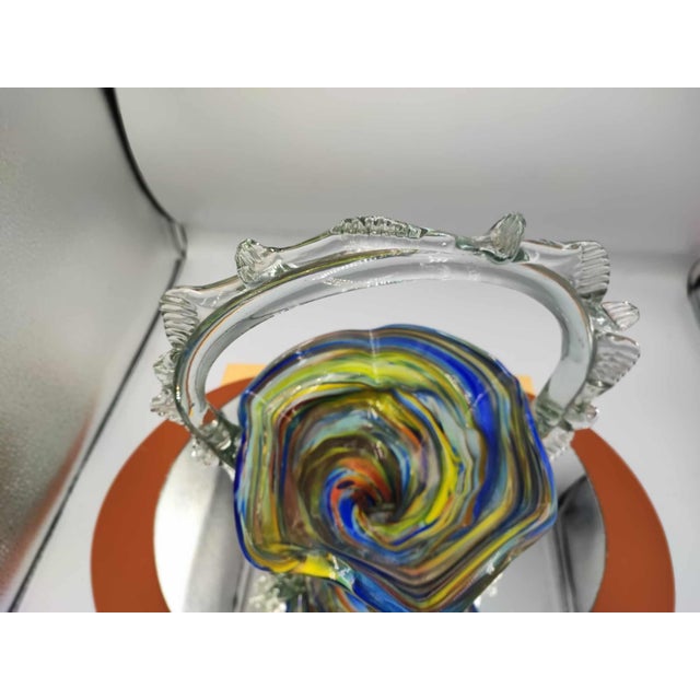 Colorful Glass Basket Plate from the Ząbkowice Steelworks, 1970s For Sale - Image 9 of 10