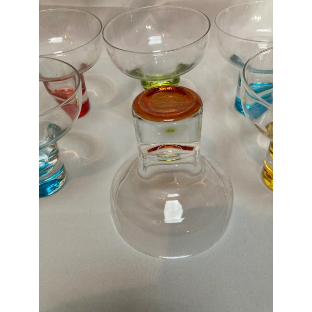 1960s Vintage Mid-Century Multi Color Cocktail Glasses- Set of 8 For Sale - Image 5 of 6