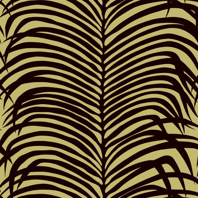 Sample - Schumacher Zebra Palm Wallpaper in Java For Sale