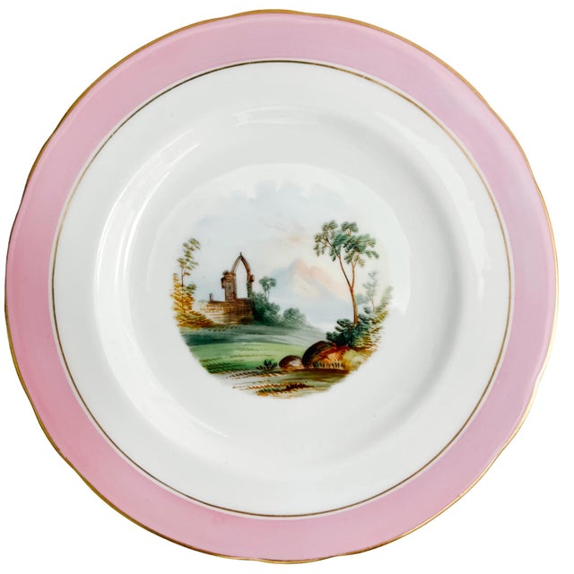 Ceramic Antique English Scenic Landscape Dinner Plates - Set of 10 For Sale - Image 7 of 12