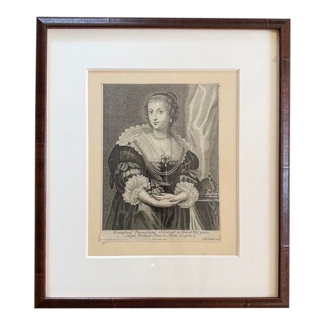 17th Century Henrietta Maria, Queen of England After Sir Anthony Van Dyck Engraved by Adriaen Lommelin / Joseph Antoine Couchet For Sale