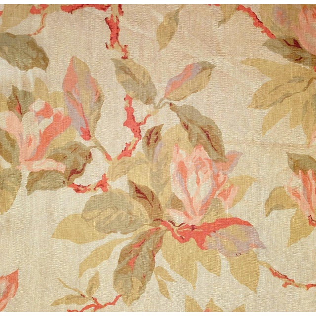 Shabby Chic Vintage Lee Jofa "Southern Charm" Magnolia Linen Fabric- 4 Yards For Sale - Image 3 of 9