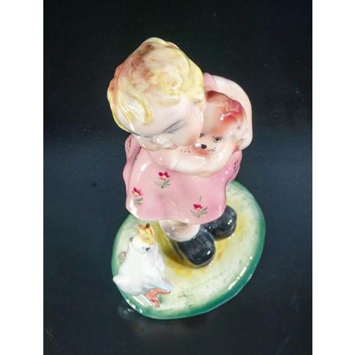 Girl with Puppy and Goose Figurine For Sale - Image 9 of 18