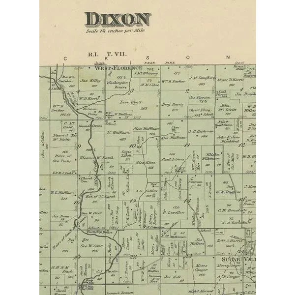 Antique Map of the Dixon Township of Ohio by Titus, 1871 For Sale - Image 3 of 5