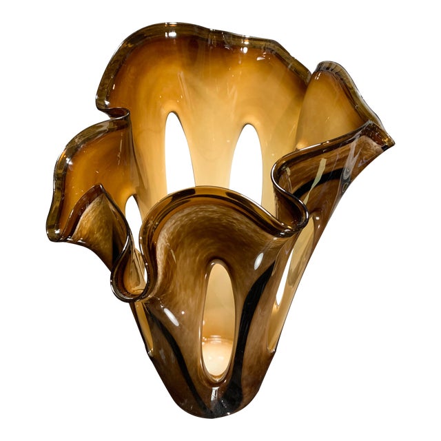 Krosno Jozefina Pulled Loop Brown Art Glass Vase Chairish