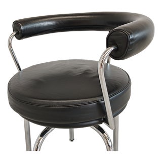 Black Leather LC7 Swivel Armchair by Charlotte Perriand for Cassina, 1980s For Sale