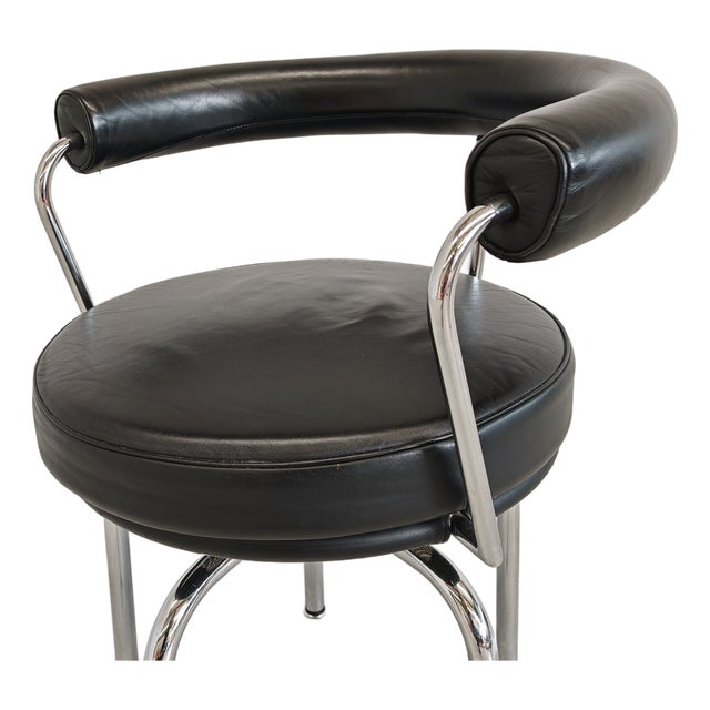 Black Leather LC7 Swivel Armchair by Charlotte Perriand for Cassina, 1980s For Sale