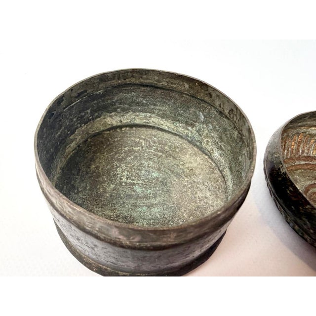 Antique Islamic Berber Copper Henna Box with Fluted Lid, 1890s For Sale - Image 9 of 10