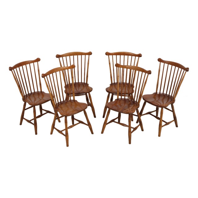 Set of 6 Stickley Cherry Windsor Style Chairs For Sale