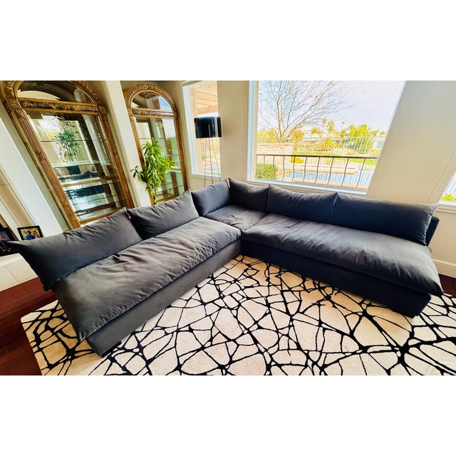 Contemporary Four Hands Charcoal Fabric Sectional For Sale - Image 3 of 12