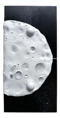 Vera Vizzi, Monochrome Lunar Relief Domino, 2026, Tile Foam-Clay with Enamel on Wood Panel