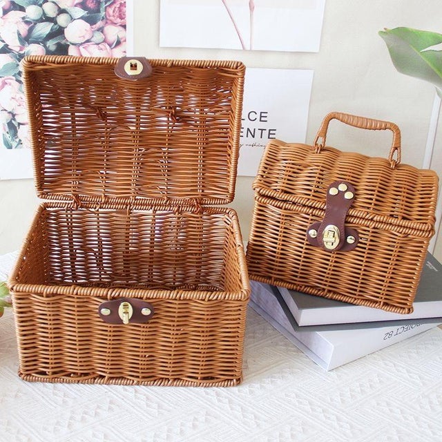 2020s Set of Two Rattan Handled Storage Cases For Sale - Image 5 of 7