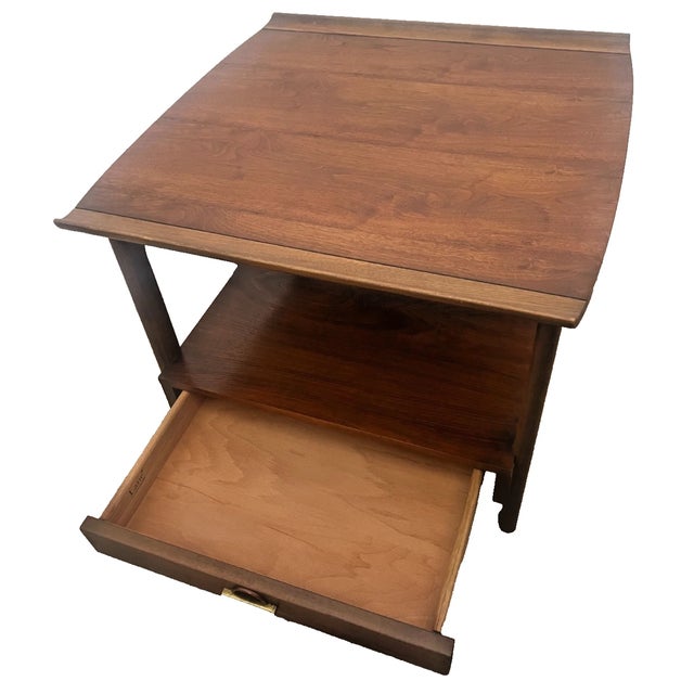 Altavista Lane 1960s Danish Mid Century Modern Lane Side Table, Nightstand, Bottom Drawer and Shelf For Sale - Image 4 of 12