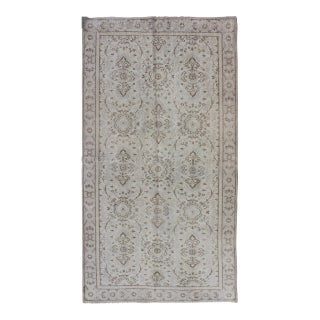 All-Over Design Vintage Turkish Oushak Rug in Shades of Cream and Taupe For Sale
