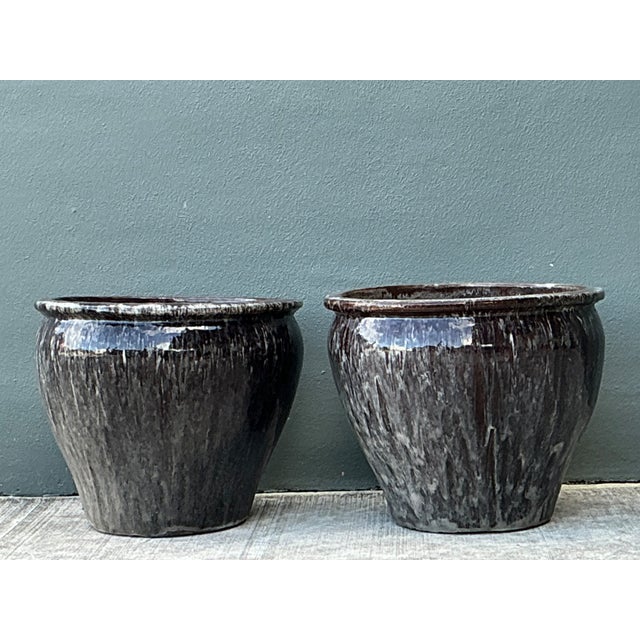 Vintage Glazed Ceramic Planters - Pair For Sale - Image 12 of 12