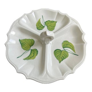 Vintage Italian Hand-Painted Ivy Relish Dish For Sale