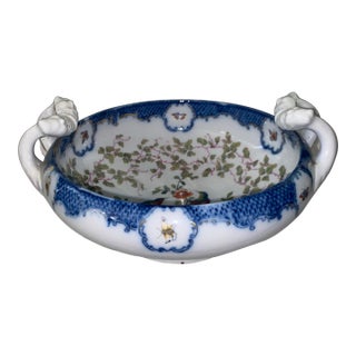 19th Century French Sèvres Style Porcelain Centerpiece Bowl With Handles For Sale