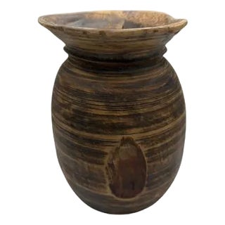 Vintage Indian Wooden Milk Pot For Sale