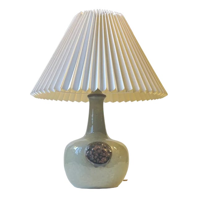 Danish Brutalist Glazed Stoneware Table Lamp from Knabstrup, 1970s For Sale